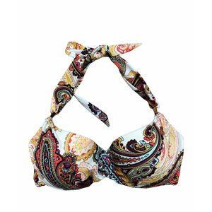 Victoria’s Secret 32B Swim Bikini Top Halter Underwire Padded Paisley MultiColor